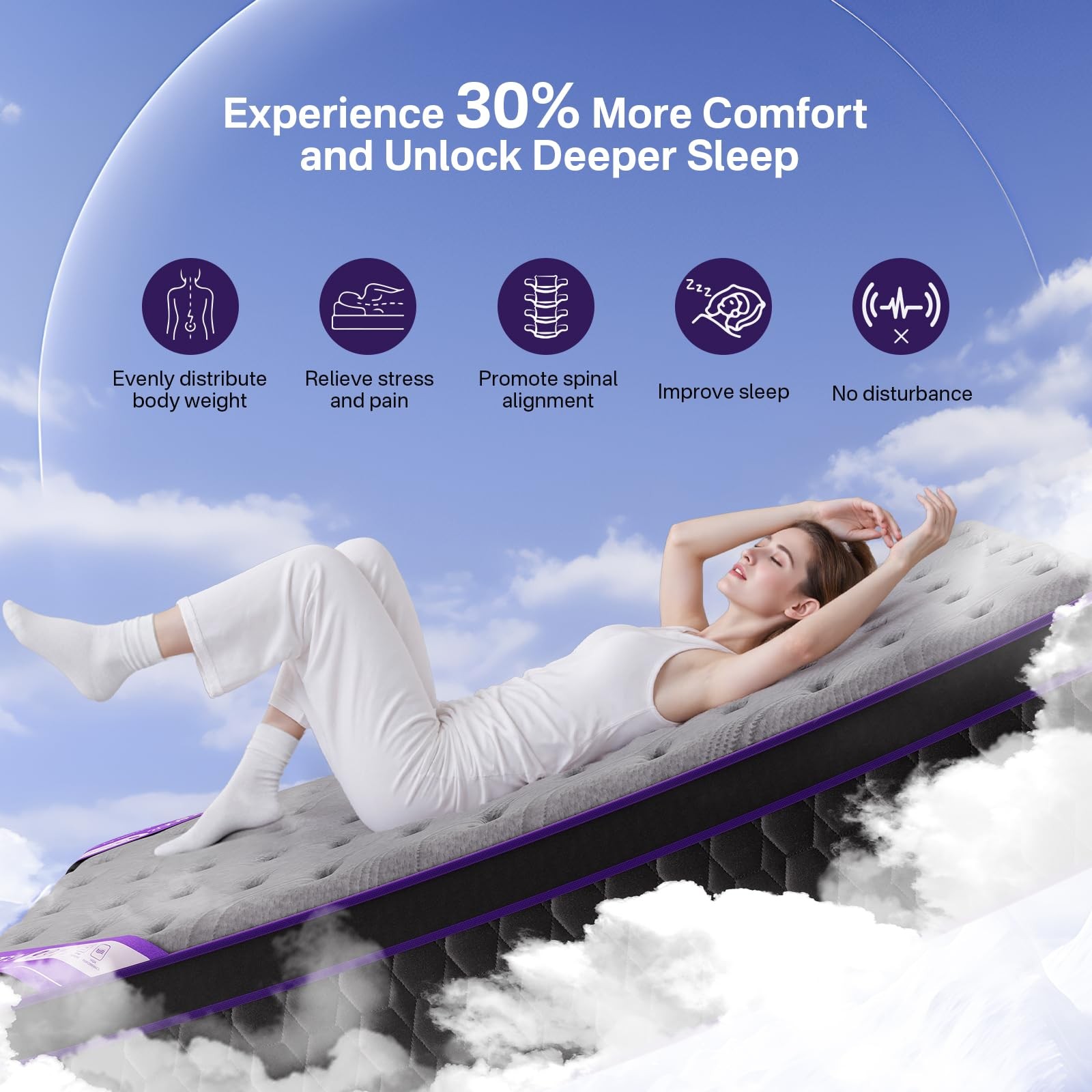 Queen Size Mattress, 14 Inch Deluxe Hybrid Queen Mattress in a Box, Cooling-G…