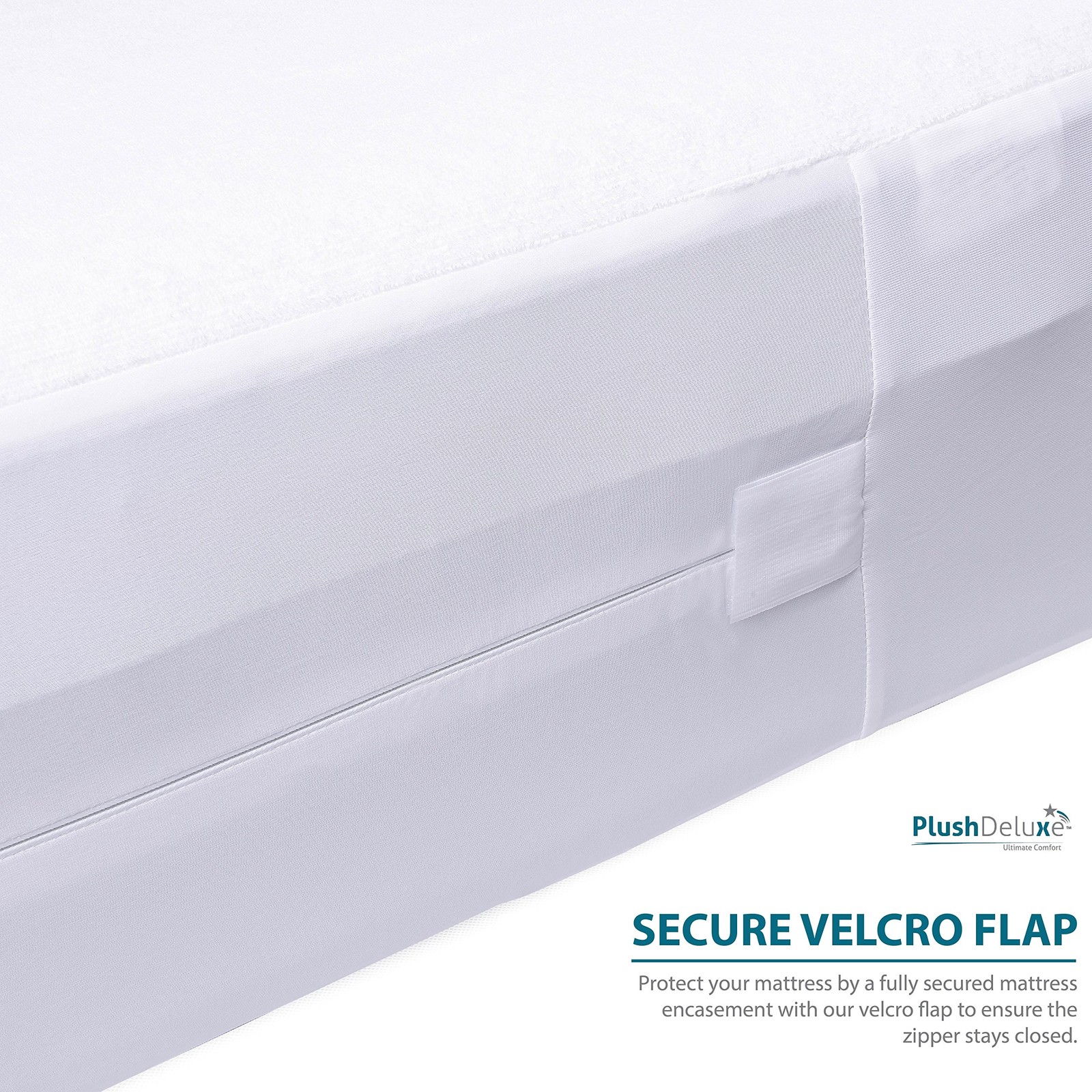 PlushDeluxe Premium 100 Waterproof Mattress Encasement, Breathable Soft Cotto…
