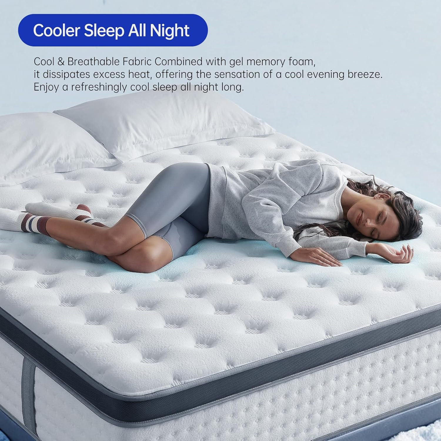 14″ Queen Hybrid Mattress – Gel Memory Foam & Pocket Coils, Medium Firm