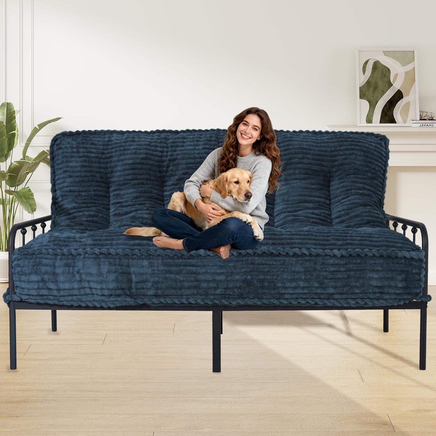 8” Futon Mattr Full Size 54” x 80”, Futon Sofa Couch Bed with Twisted