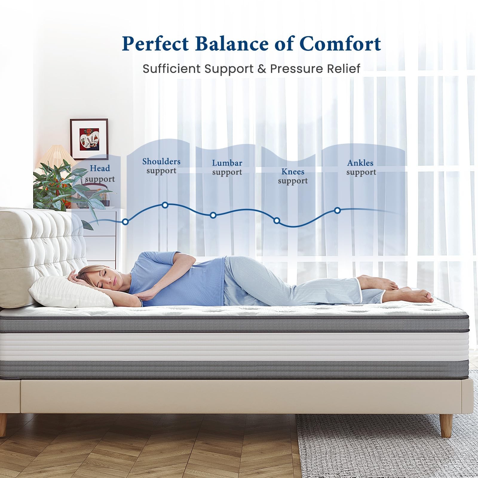 Twin Mattress 12 Inch Hybrid Mattress Twin Size Bed Mattresses in A Box Indiv…