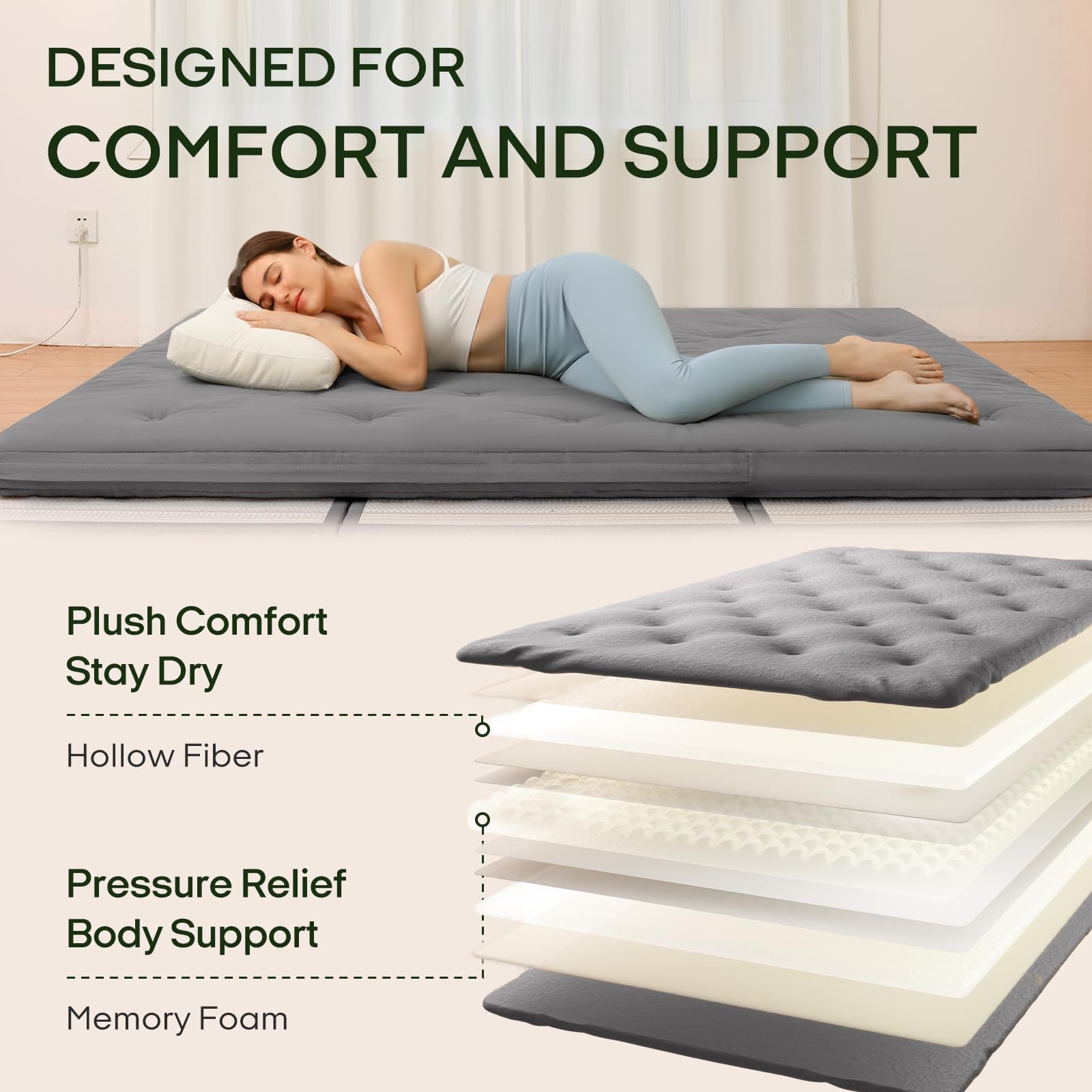 Floor Futon Mattress Queen Size 80×60 Portable Foldable Tatami Cushion