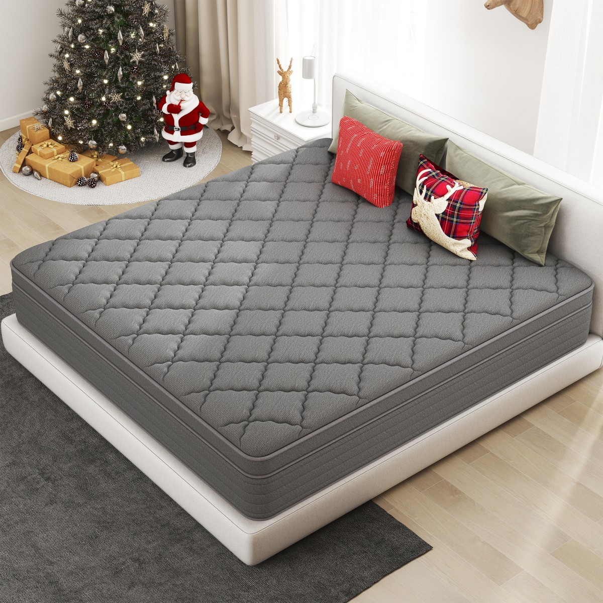 12″ 14″ Gel Memory Foam Mattress Hybrid Spring Twin Full Queen King Bed In A Box