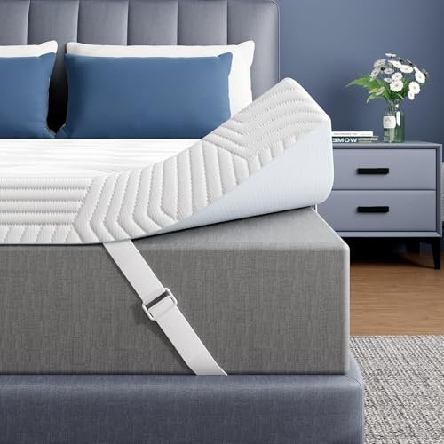 Gel Memory Foam Mattress Topper Size Pressure-Relieving King White 3 Inch