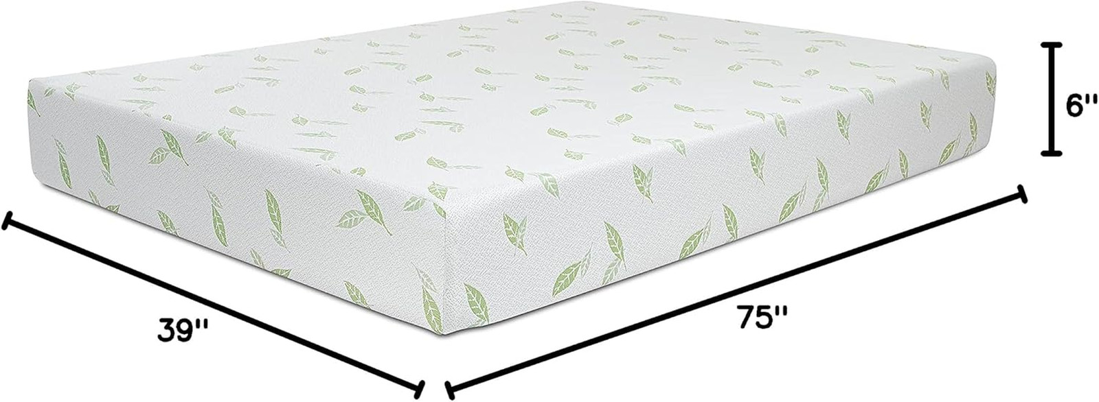 Twin Size, 6 Inch Anula Green Tea Infused Memory Foam Mattress, Bed in a Box, Ce