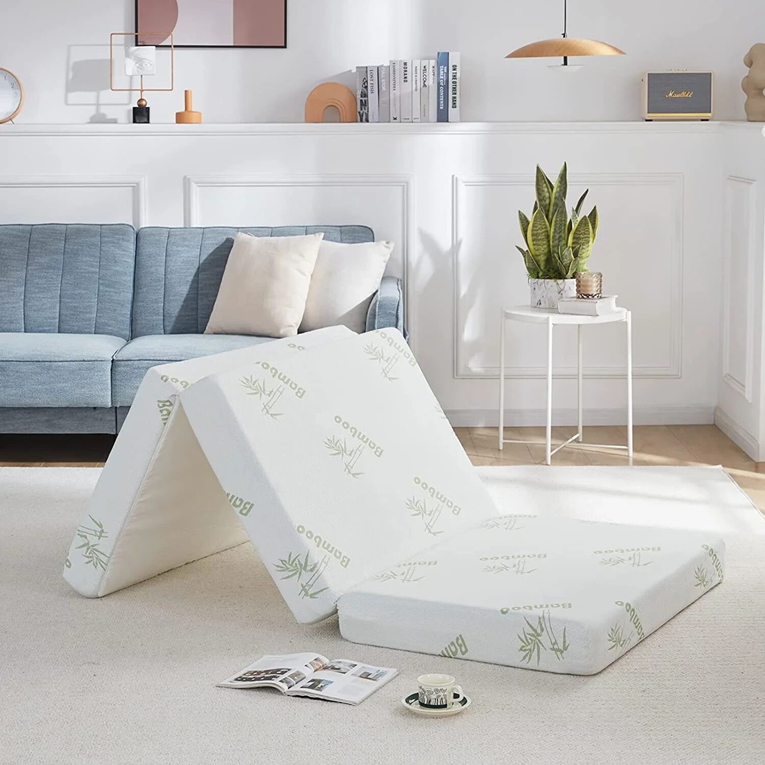 SINWEEK 4-Inch Memory Foam Folding Mattress, CertiPUR-US, with Bamboo Cover