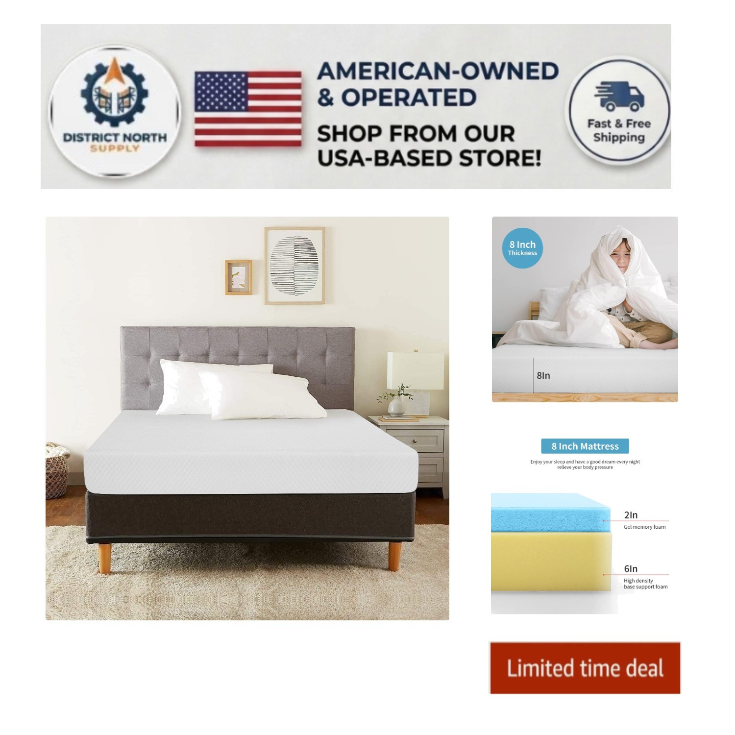 8-Inch Queen Mattress in a Box – Gel Memory Foam, Cool Sleep & Pressure Relief