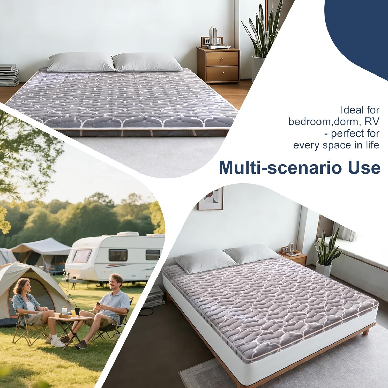 6th Generation Japanese Floor Futon Mattress Extra-Thick 9-Layer Modern Futon W/