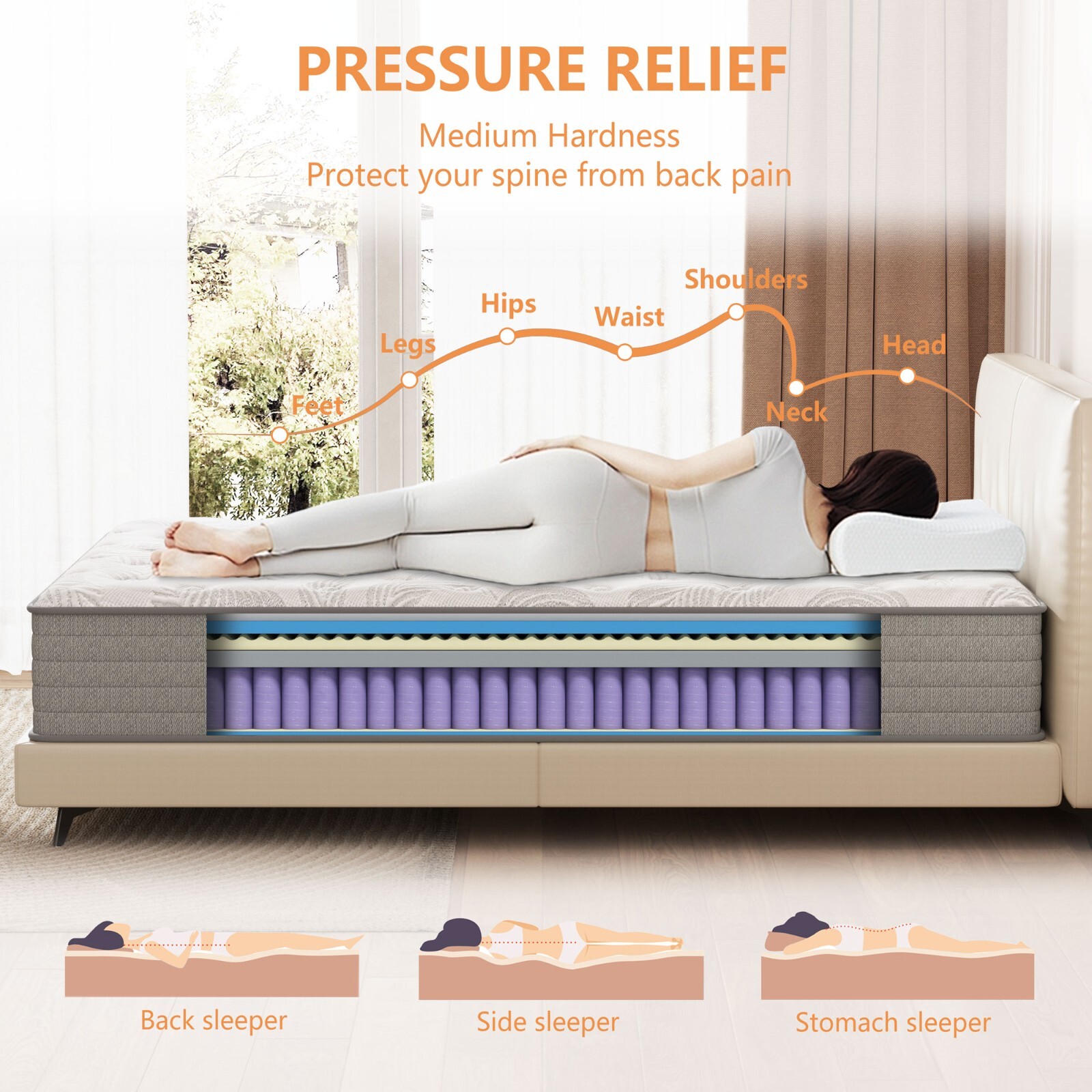 12» Full Queen Memory Foam Hybrid Mattress in a Box Independent Spring Mattress