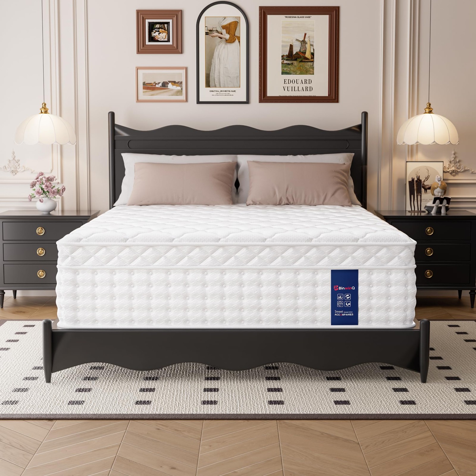 BinwinQ 14 Inch King Hybrid Mattress in a Box, Plush Mattress with Gel Memory…