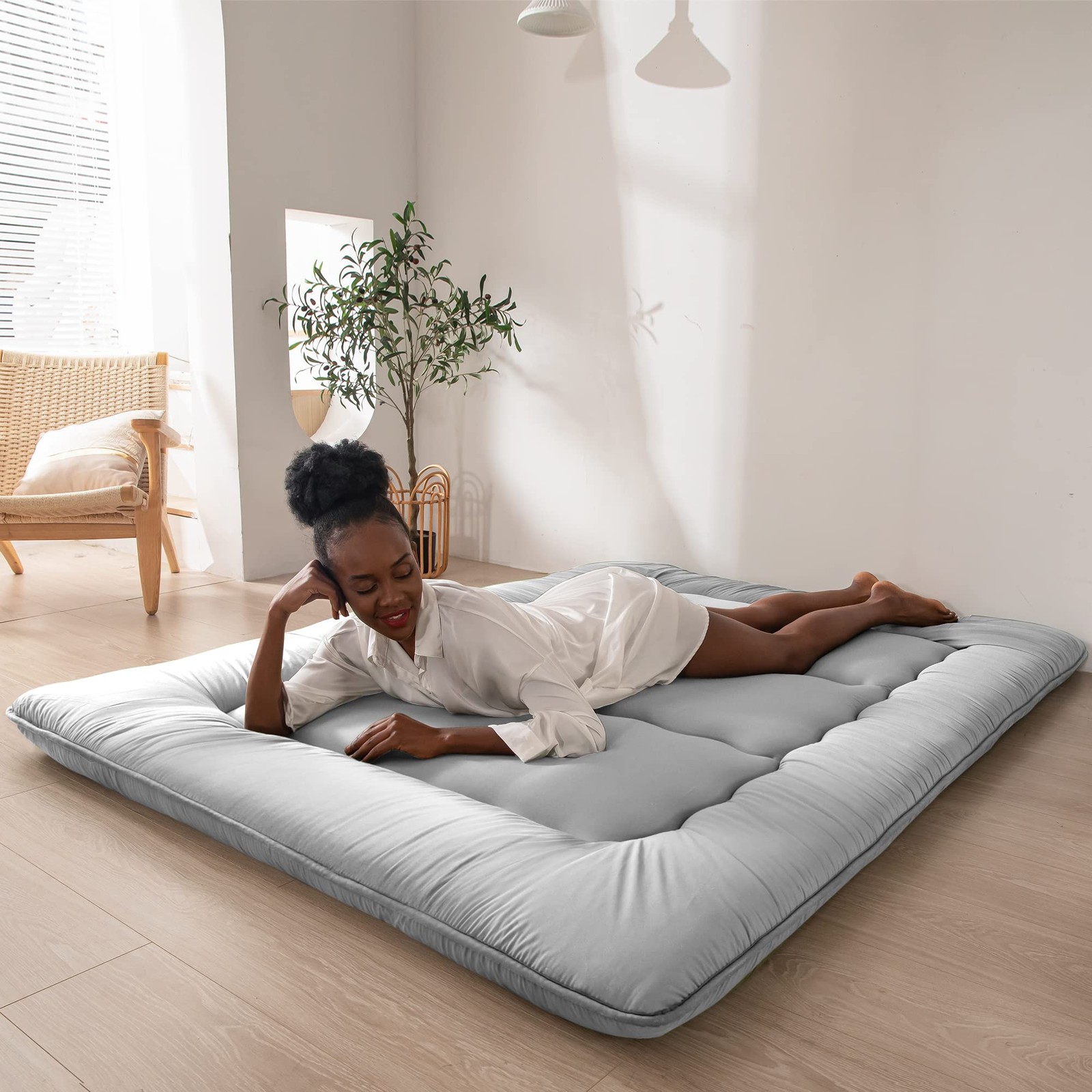 MAXYOYO Japanese Floor Mattress Futon Mattress, Thicken Daybed Futon Roll Up …