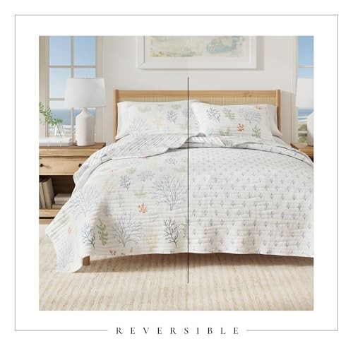 Coastal Quilt Set – 3-Piece Full/Queen Size Coral Full/Queen Pastel Coral