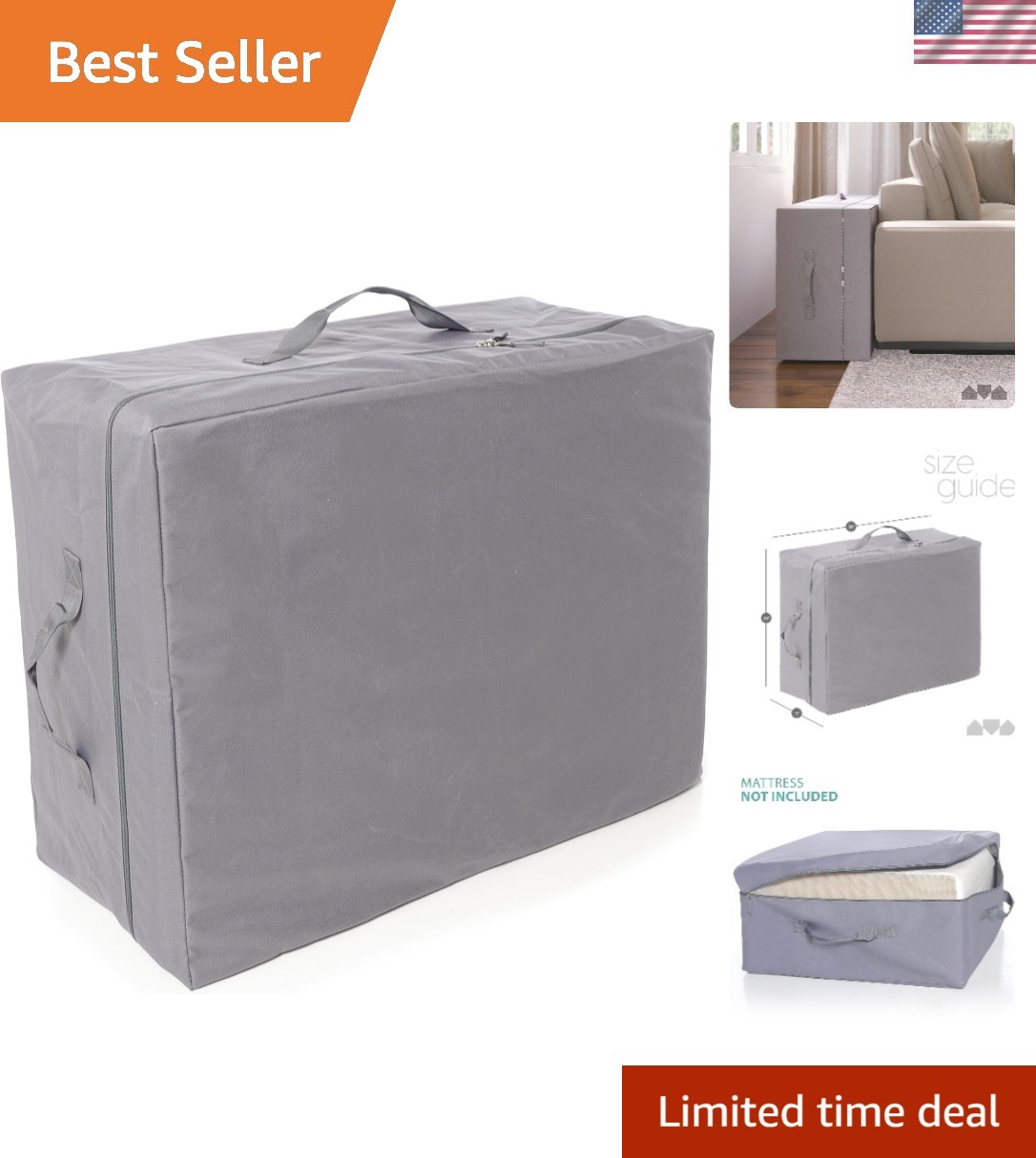 Carry Case for the Tri-Folding Mattress Twin 75″ x 38″ x 4″ Mattress NOT Incl…