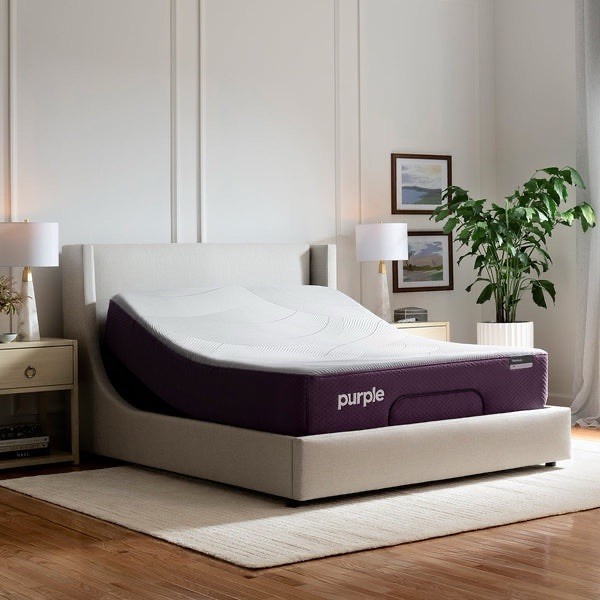 Gently Preowned Purple Mattress and Vibrating Adjustable Base