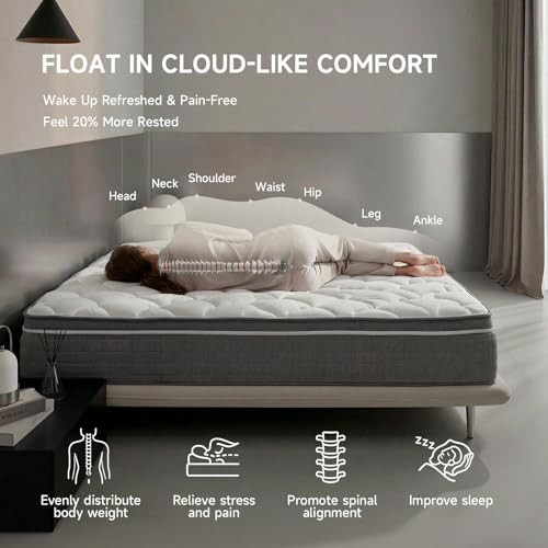 Size Mattress,12 Inch Hybrid Mattress in a Box with Memory Foam Queen Modern