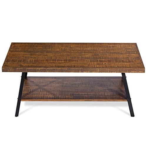 OLEESLEEP COCKTAIL TABLE METAL LEGS RUSTIC BROWN RUSTIC BROWN 18TB01S