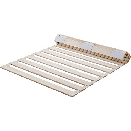 IRIS PLAZA Folding Slat Mat, Roll-up, Single, Natural Paulownia