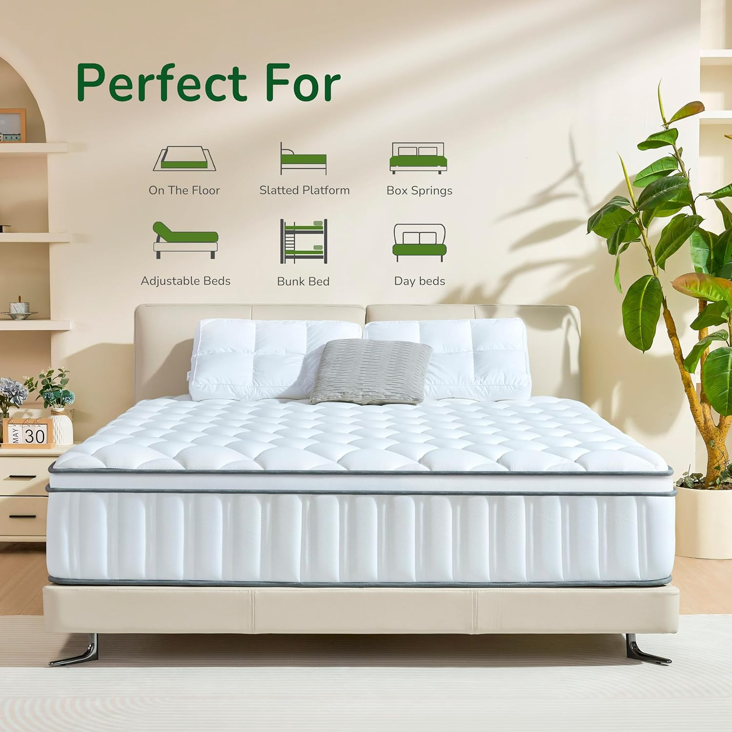 12″ Queen Memory Foam Hybrid Mattress with Pocket Springs & Pressure Relief