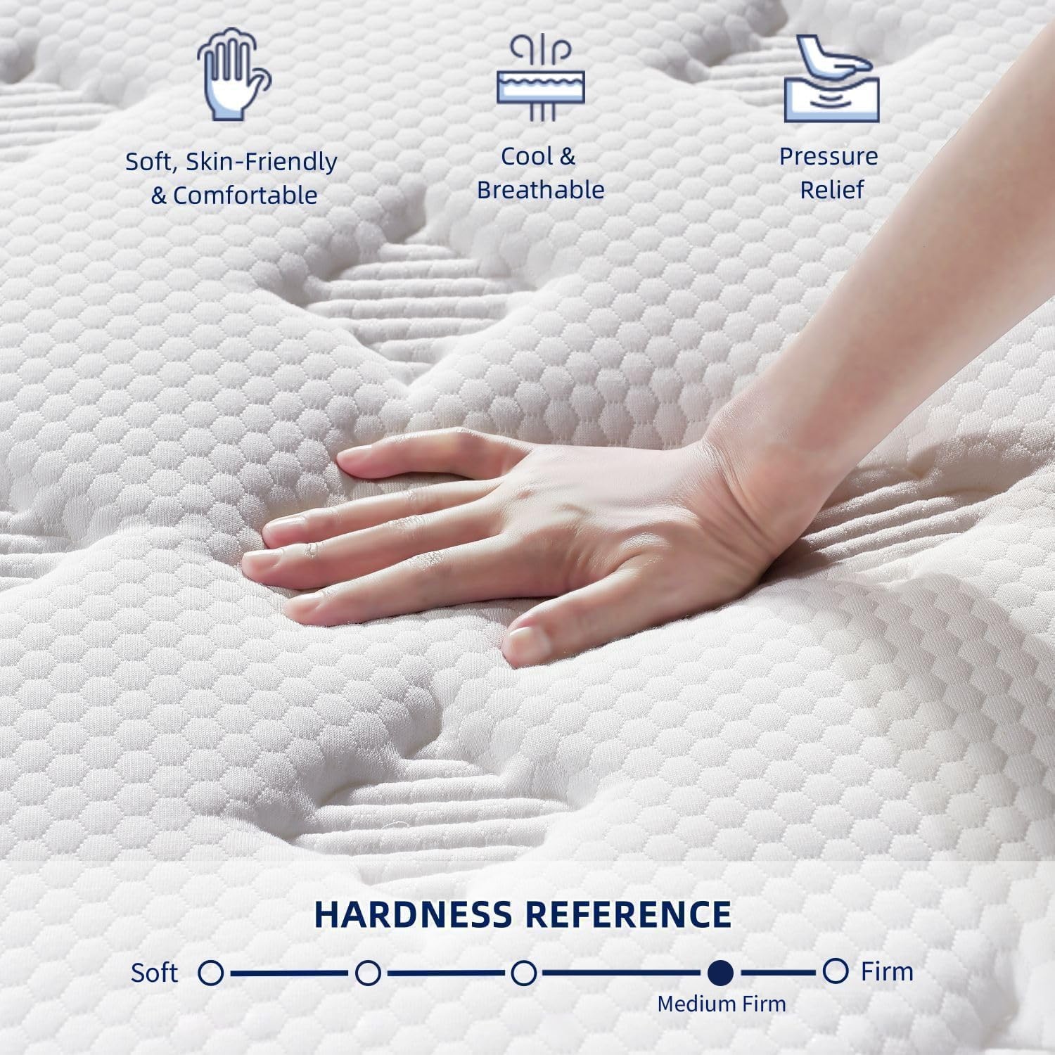 EEN EEN SLEEP 14 Inch Medium Firm King Size Mattress [Upgraded] King Hybrid M…