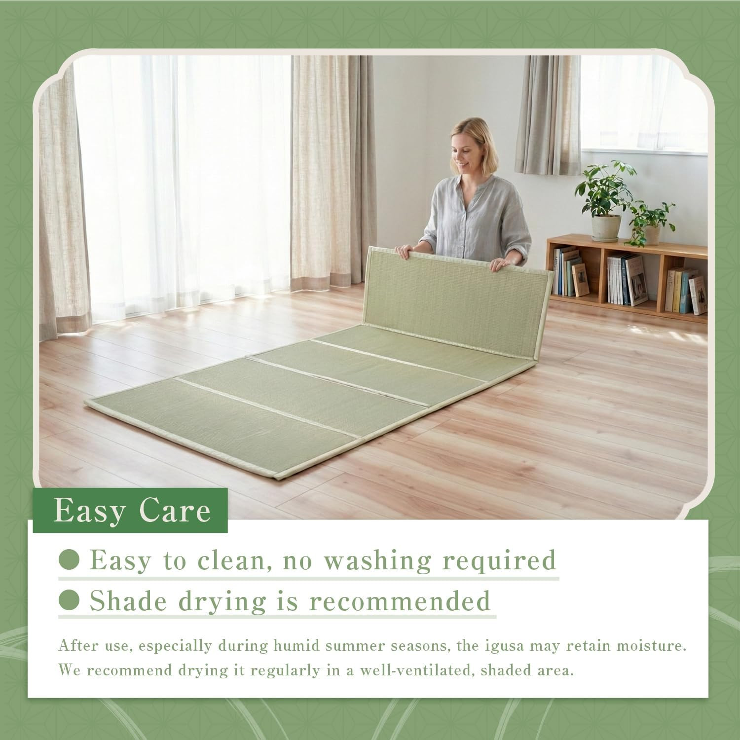 Foldable Japanese Tatami Mat – Igusa Rush Grass Futon for Yoga & Meditation