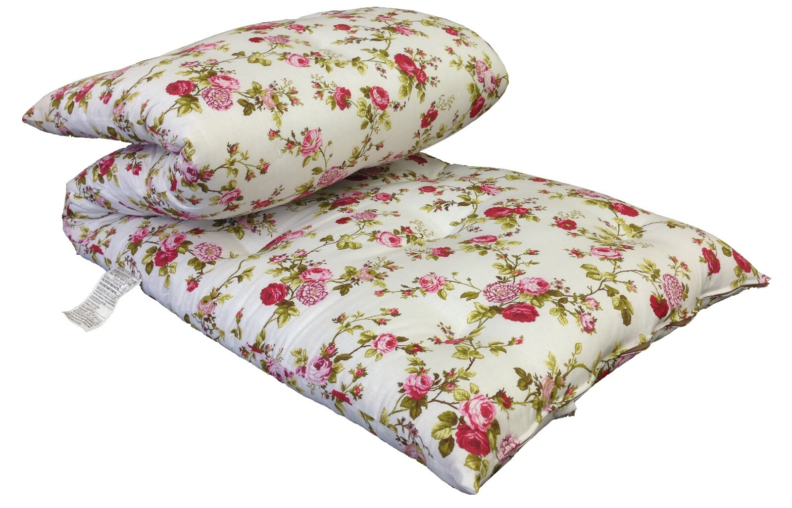 Twin Japanese Floor Rolling Futon Mattresses, Cotton Pads 3 x 39 x 80 Rose White