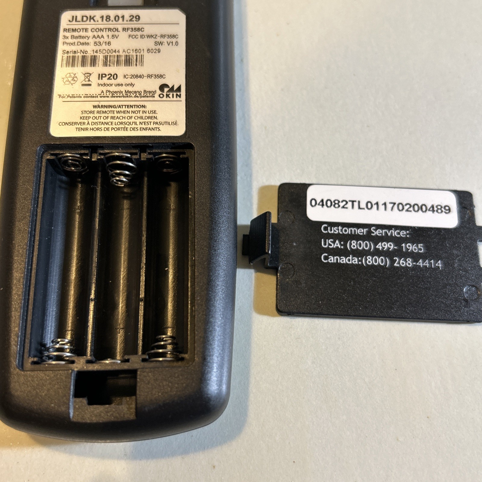 OEM Sealy Ease 1.0 Remote Control RF358C JLDK.18.01.29