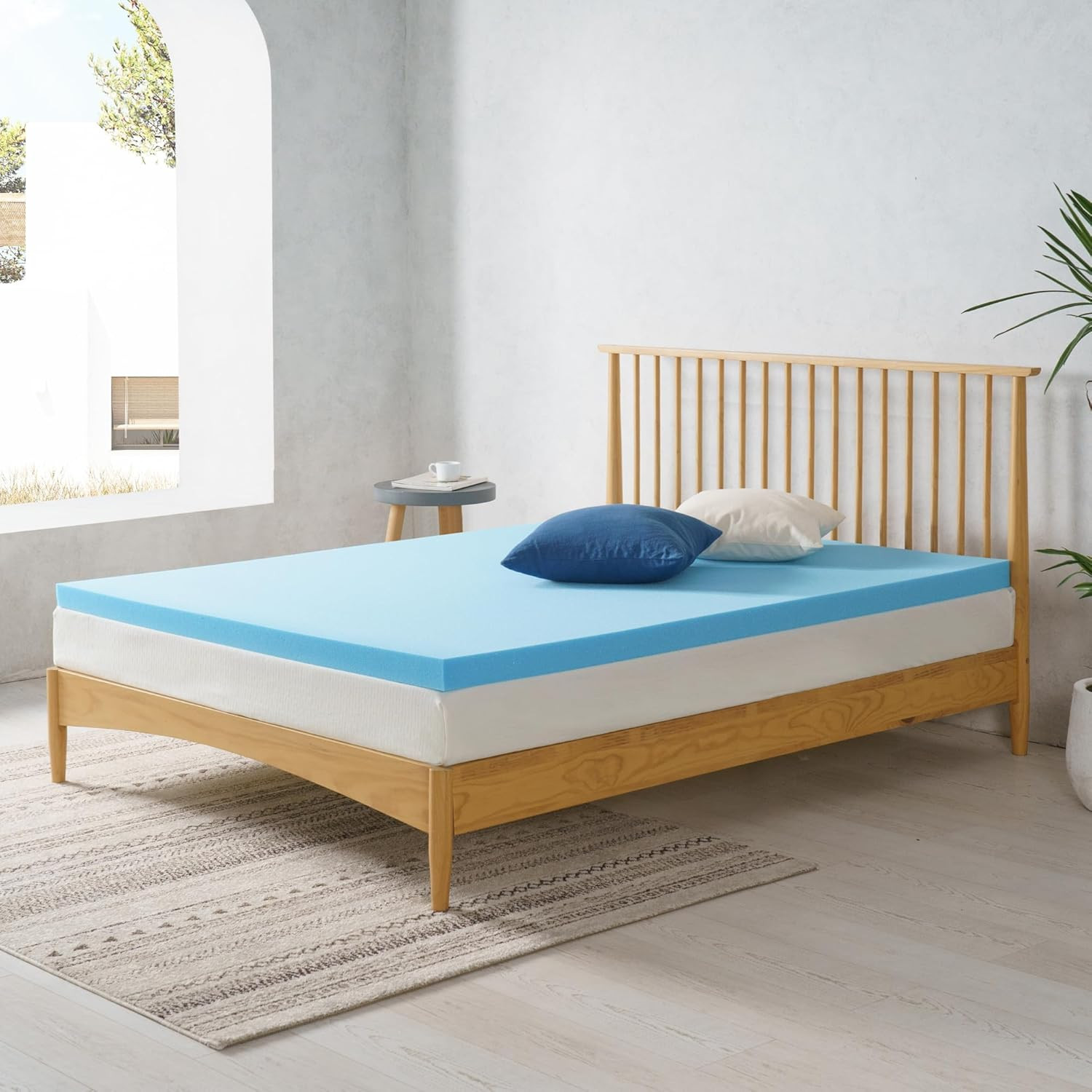2 Inch Green Tea Cooling Gel Memory Foam Mattress Topper, Smaller, More Convenie