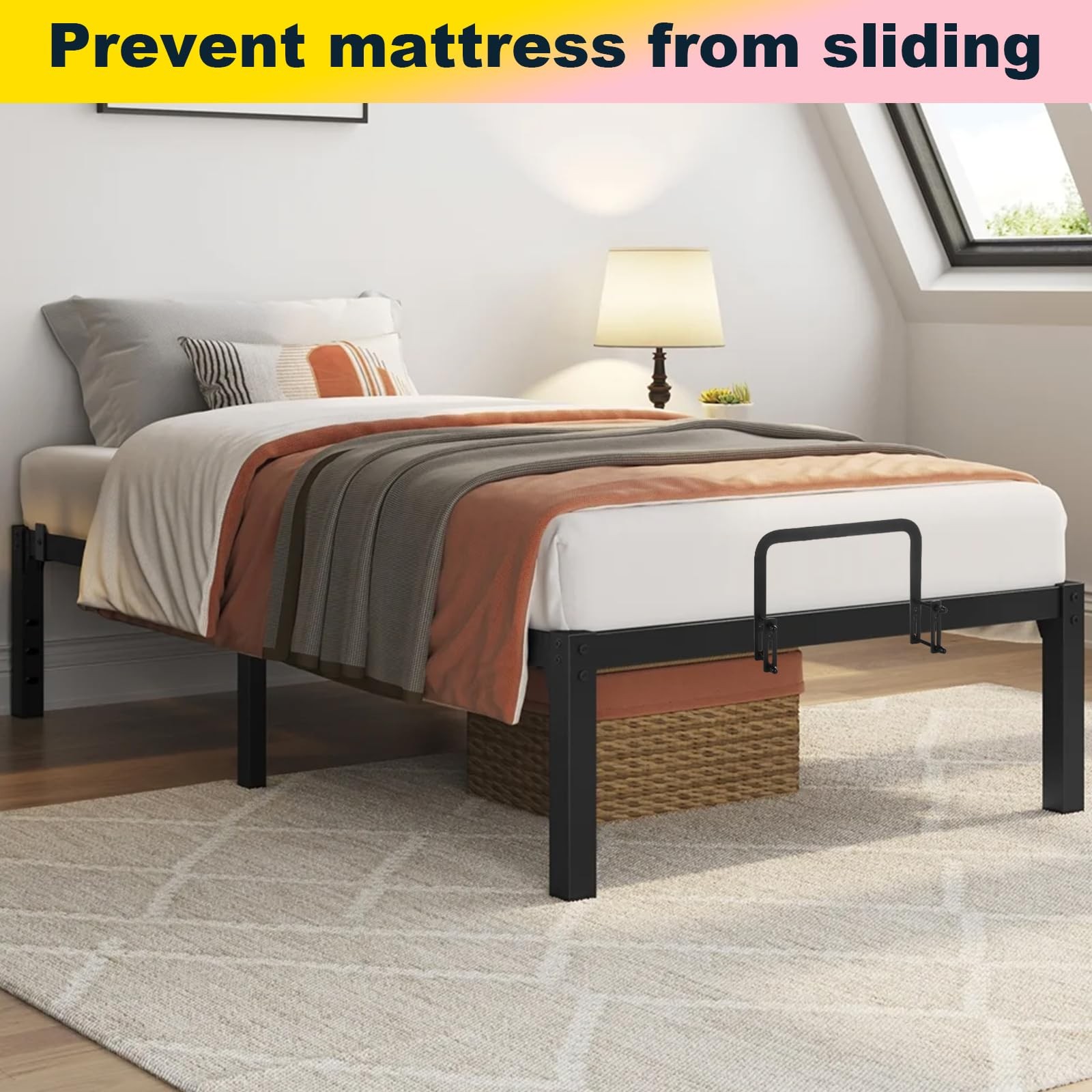 4PCS Metal Mattress Slide Stopper Mattress Retainer Bar for Adjustable Beds N…