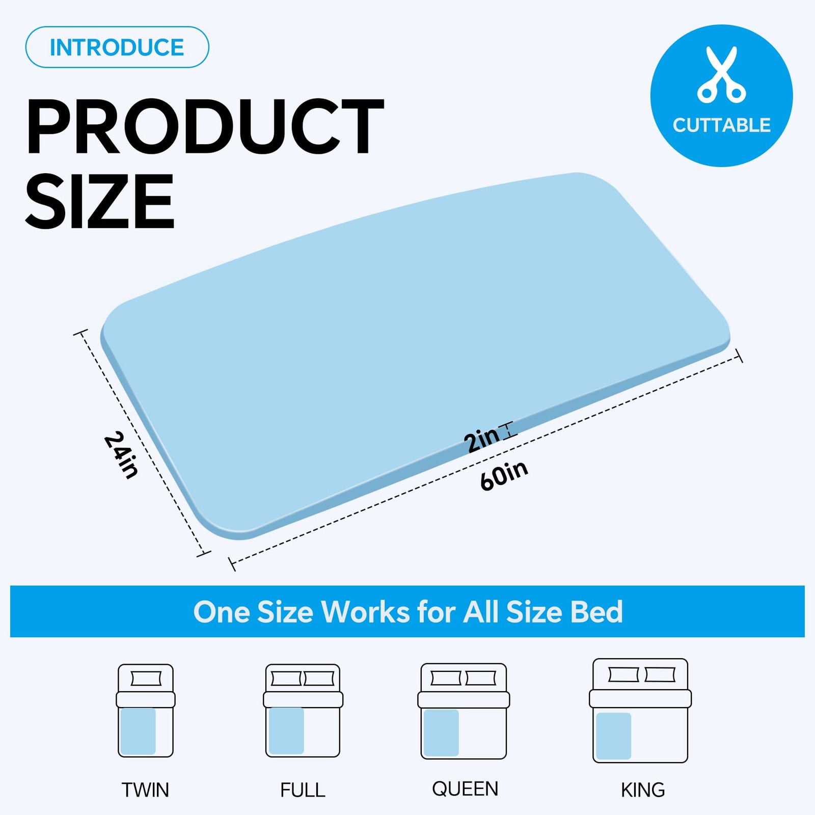 60″ L High Density Sagging Mattress Support, 2″ Thick Foam Bed Boards for Und…