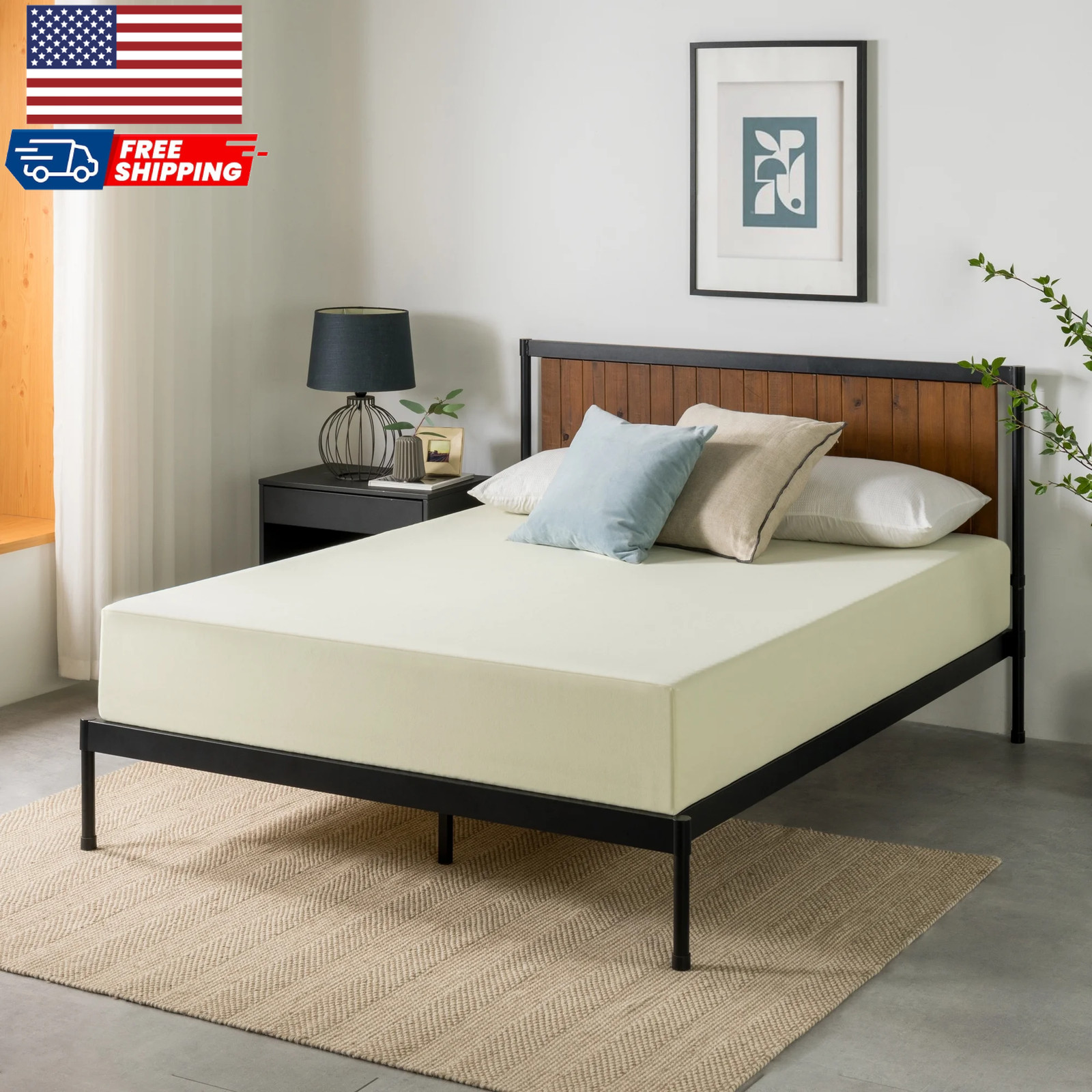 10″ Zinus Cooling Airflow Gel Memory Foam Mattress In A Box Bedding Full Size