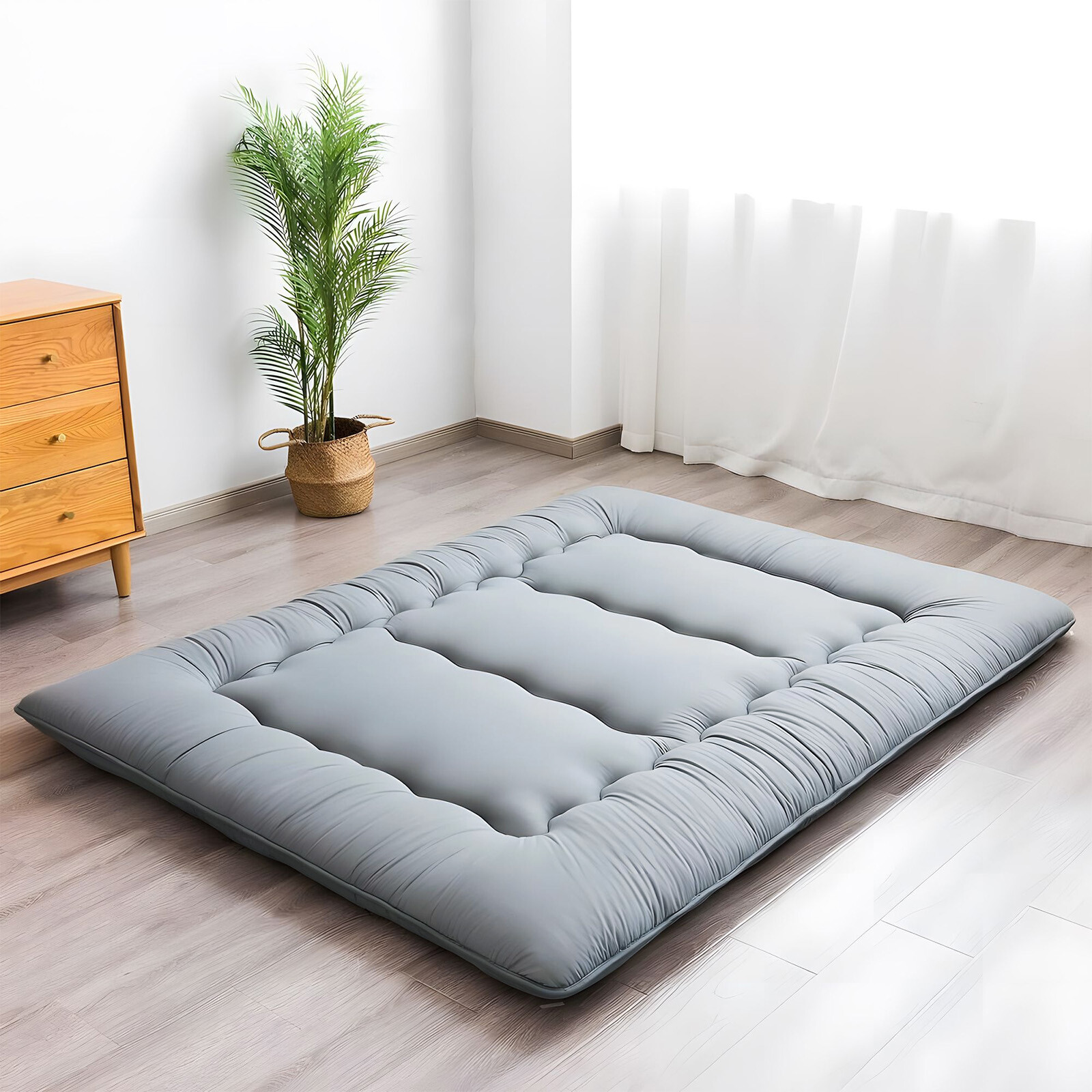 Japanese Floor Mattress 4″ Thick Futon Tatami Mat w/ Storage Bag for Guest Room