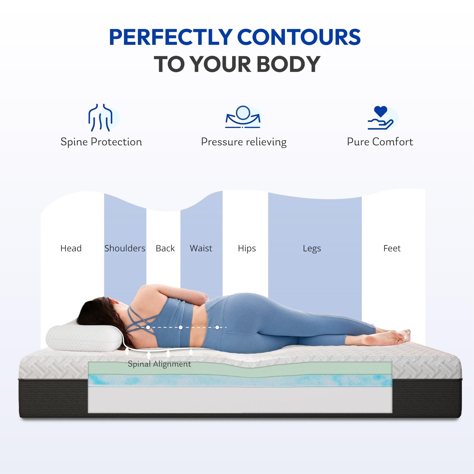 10 Inch Green Tea Memory Foam Mattress, Full Size Mattress in a Box, Gel Infu…