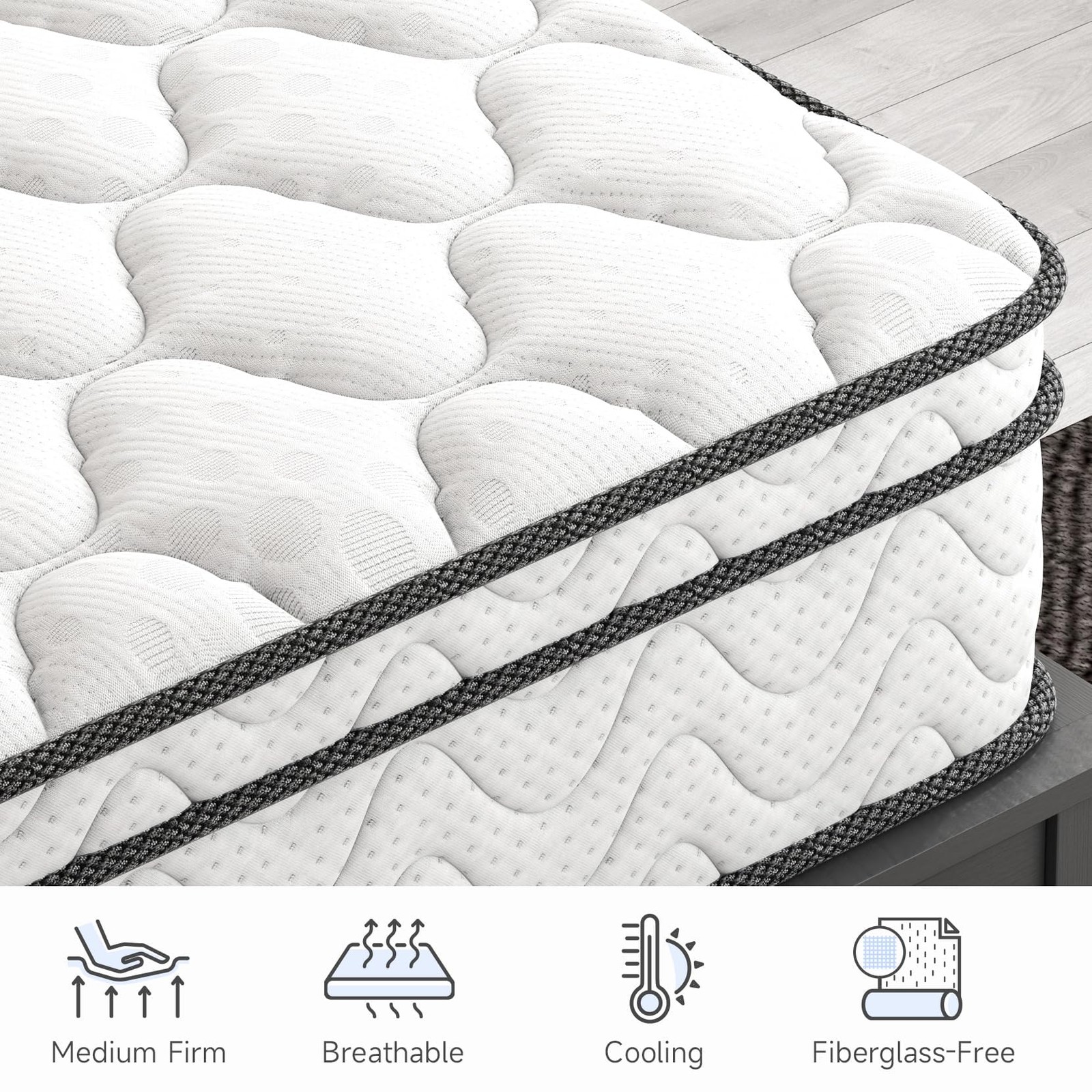 Twin Mattress 10 Inch, Fiberglass-| Cool Sleep Hybrid Single Mattress in a – …