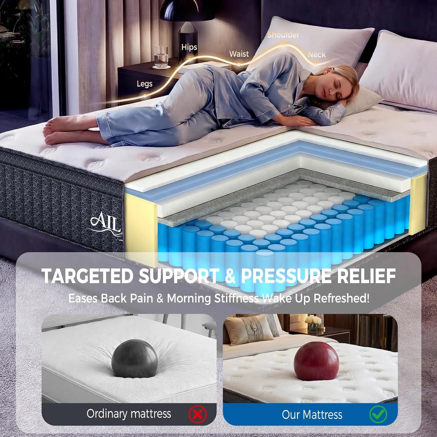 12″ King Size Hybrid Mattress in a Box – Medium Firm, Cool & Supportive Sleep