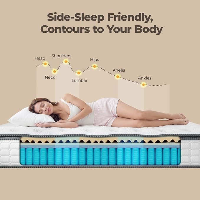 12″ Colchones QUEEN Size De Espuma 12 Pulgadas Memory Foam Bed Hybrid Mattress