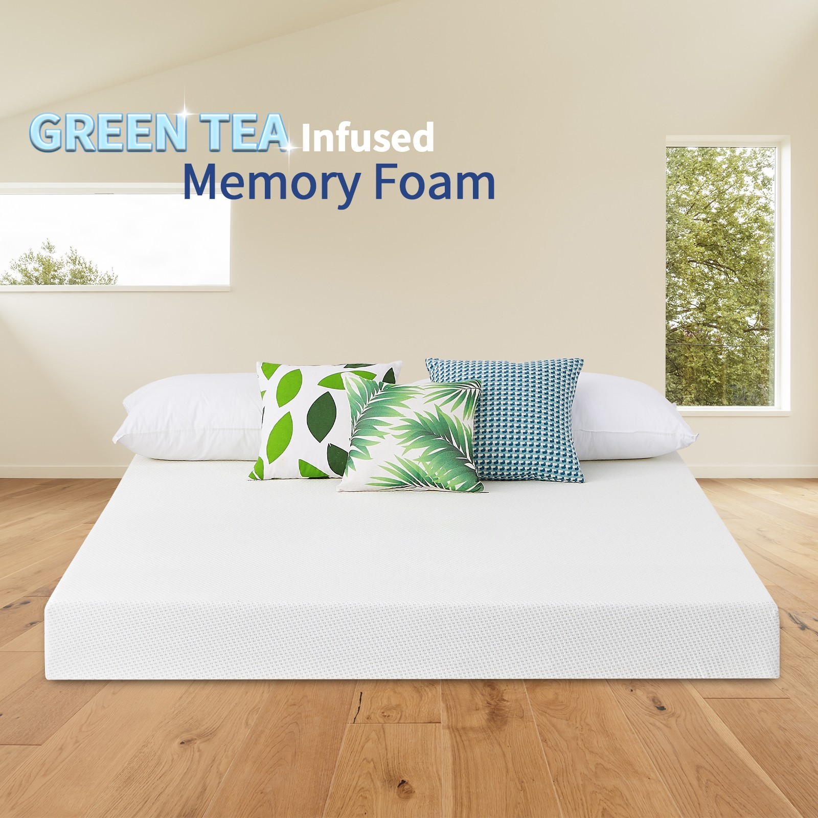 5″ 6″ Breathable Green Tea Memory Foam Mattress, Fiberglass Free & Medium Firm