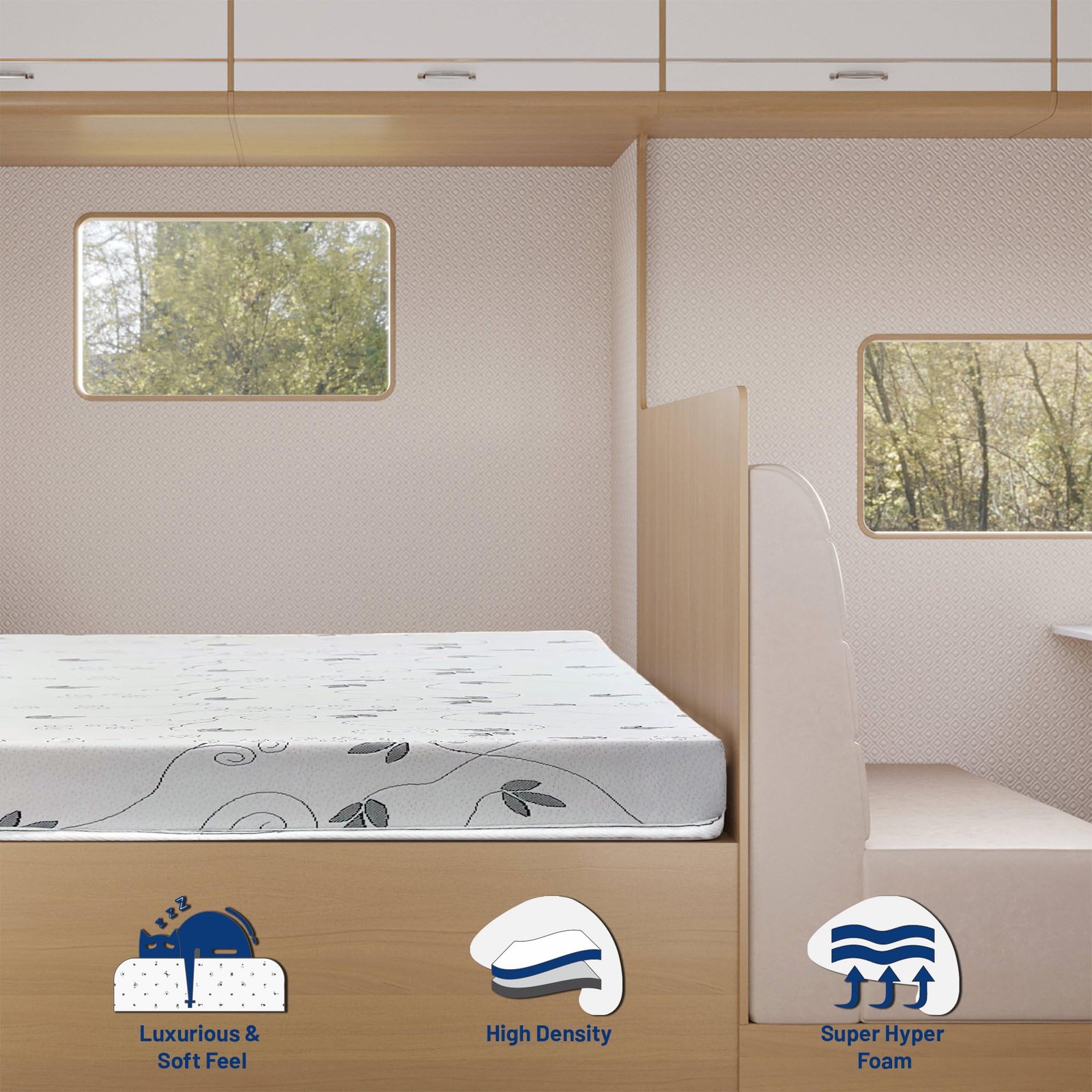 , 6-Inch High-Density Foam RV Mattress Replacement, Medium Firm, Good for Tra…