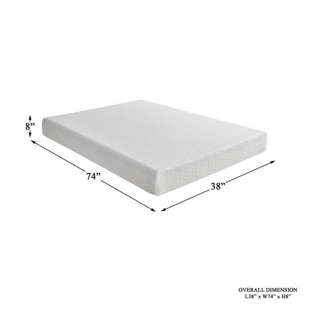 Pemberly Row 8″ Modern Fabric Twin Gel Memory Mattress in White