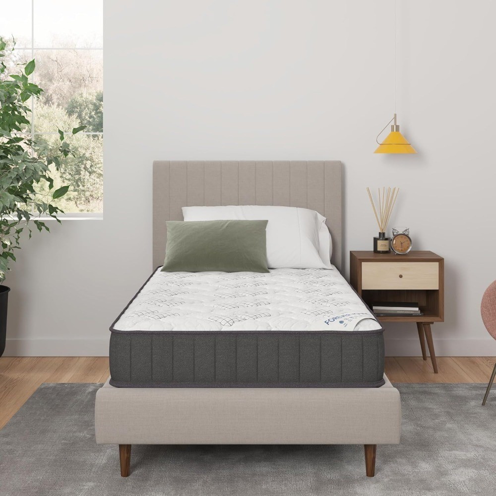 Hybrid Twin Mattress Firm Support Pocketed Coils CertiPUR-US Foam Fiberglass