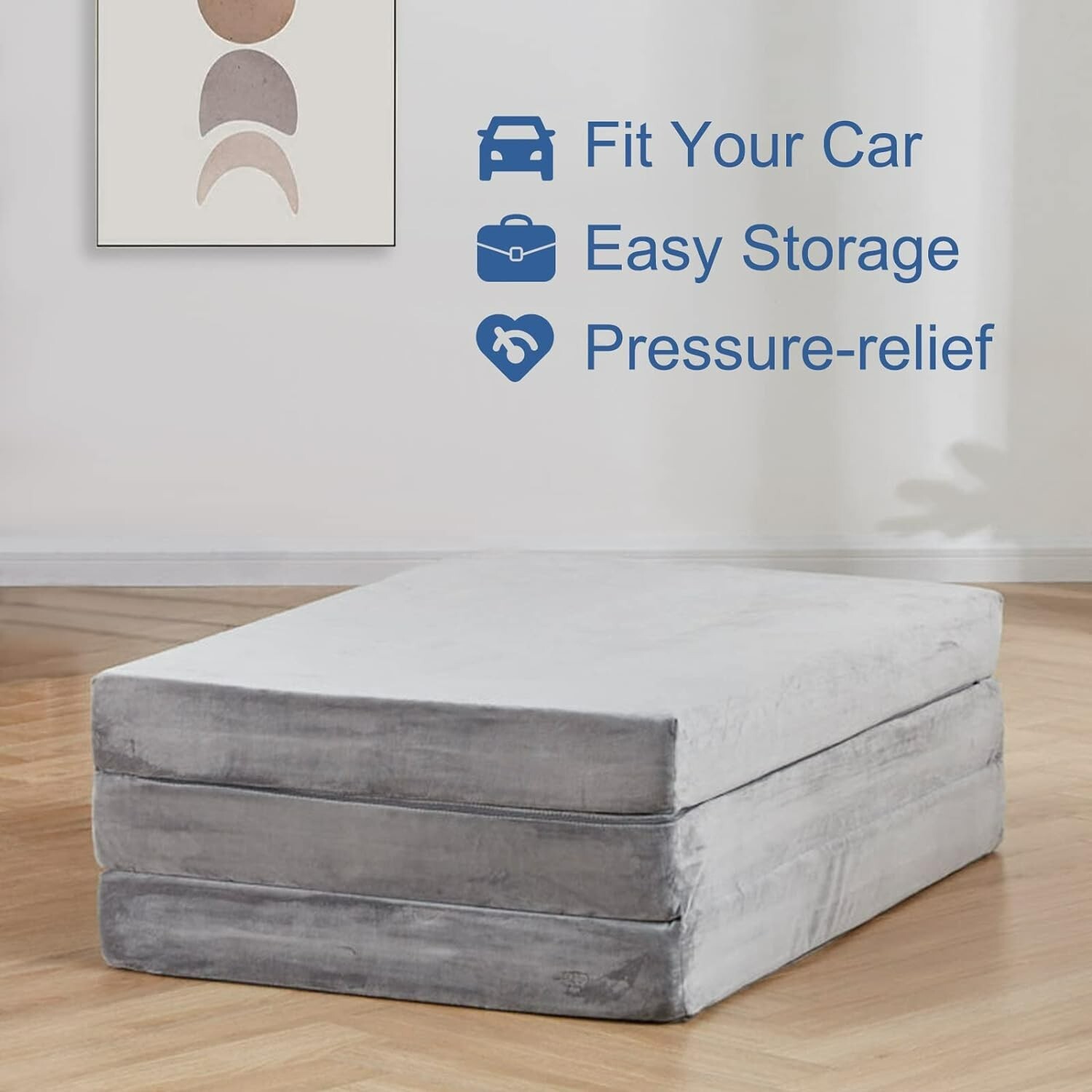 Sleep Floor Mat 4 Inch Tri Folding Single Bed Memory Foam Guest Topper Mattress