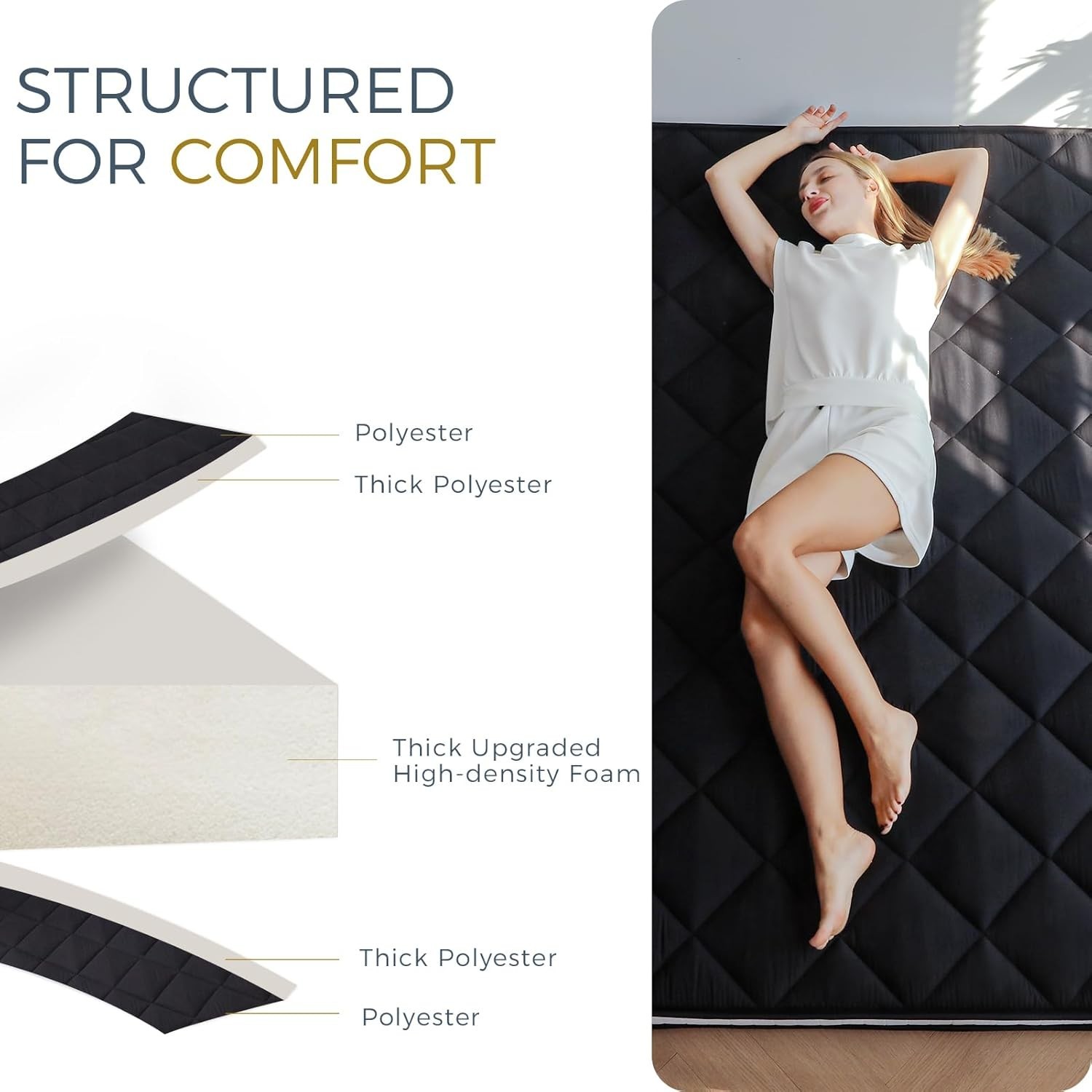 6″ Extra Thick Futon Mattress, Queen Size Diamond Pattern Mattress Pad Tatami…