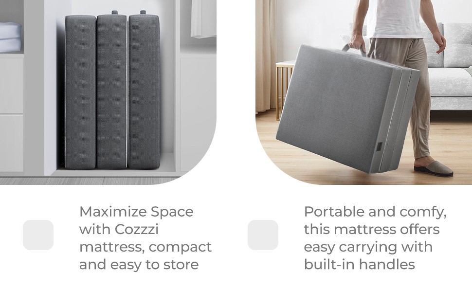 Folding Mattr Full Size for Floor and Traveling with Removable