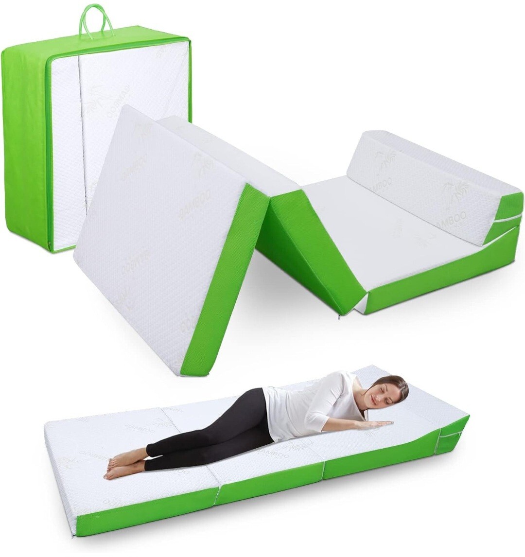CHxxy Foldable Mattress with Pillow- 4 Inch Memory Foam Tri-fold for Adults&K…