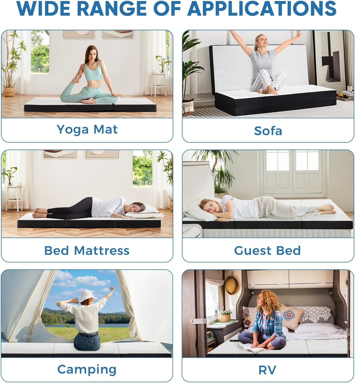 Tri-Folding Gel Memory Foam Portable Floor Mattress | Breathable Mesh,