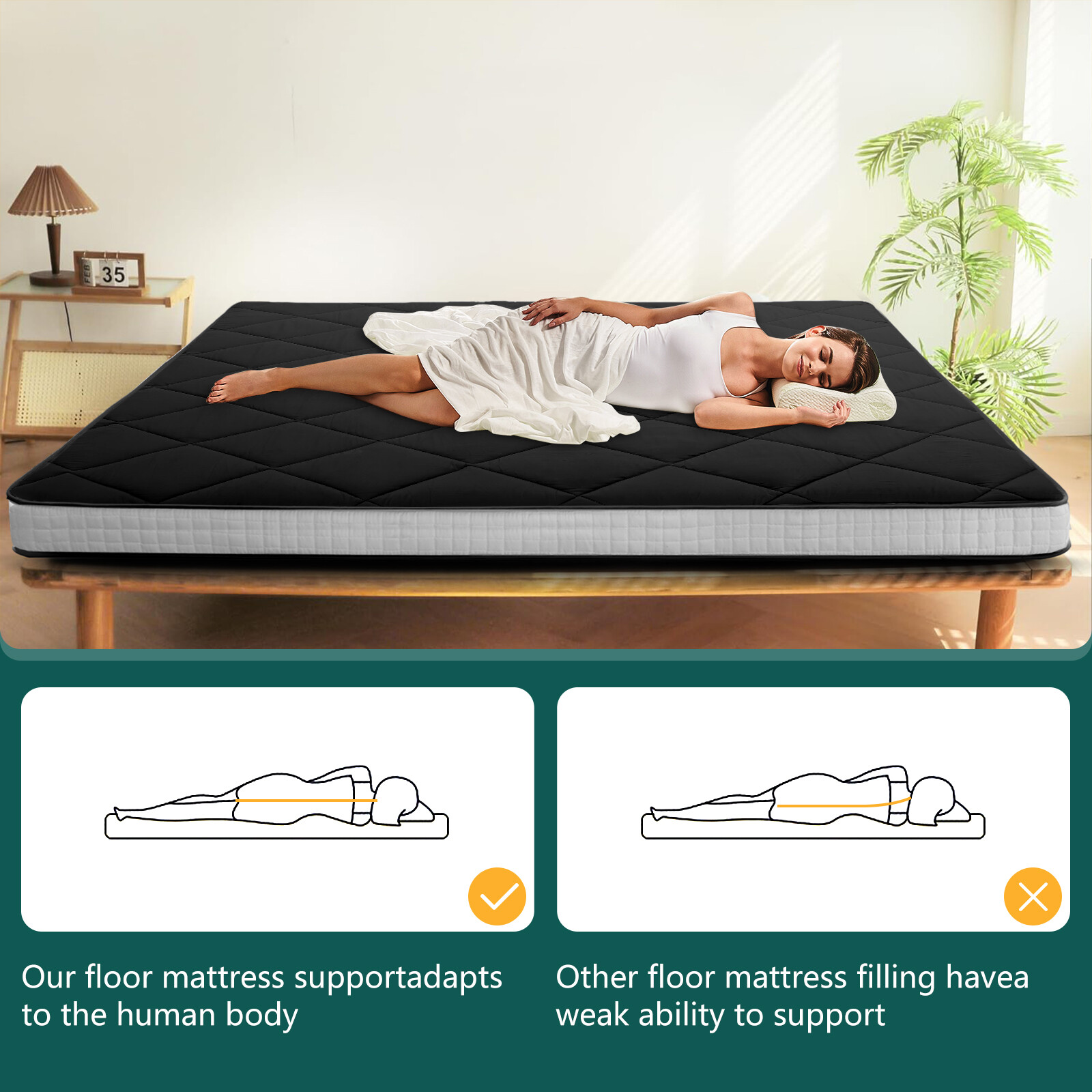 NAIZEA Floor Mattress Japanese Futon Mat Tatami Floor Cushion Twin/Full/Queen