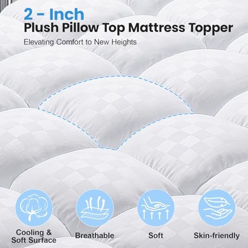 Size Dual Layer 4 Inch Memory Foam Mattress Topper, 2 Queen Dual Layer White