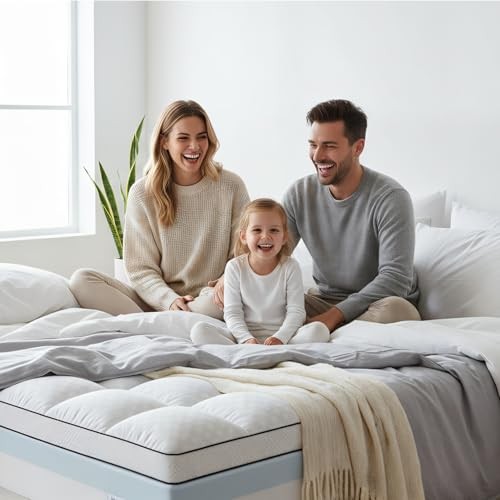Size Dual Layer 4 Inch Memory Foam Mattress Topper, 2 Queen Dual Layer White