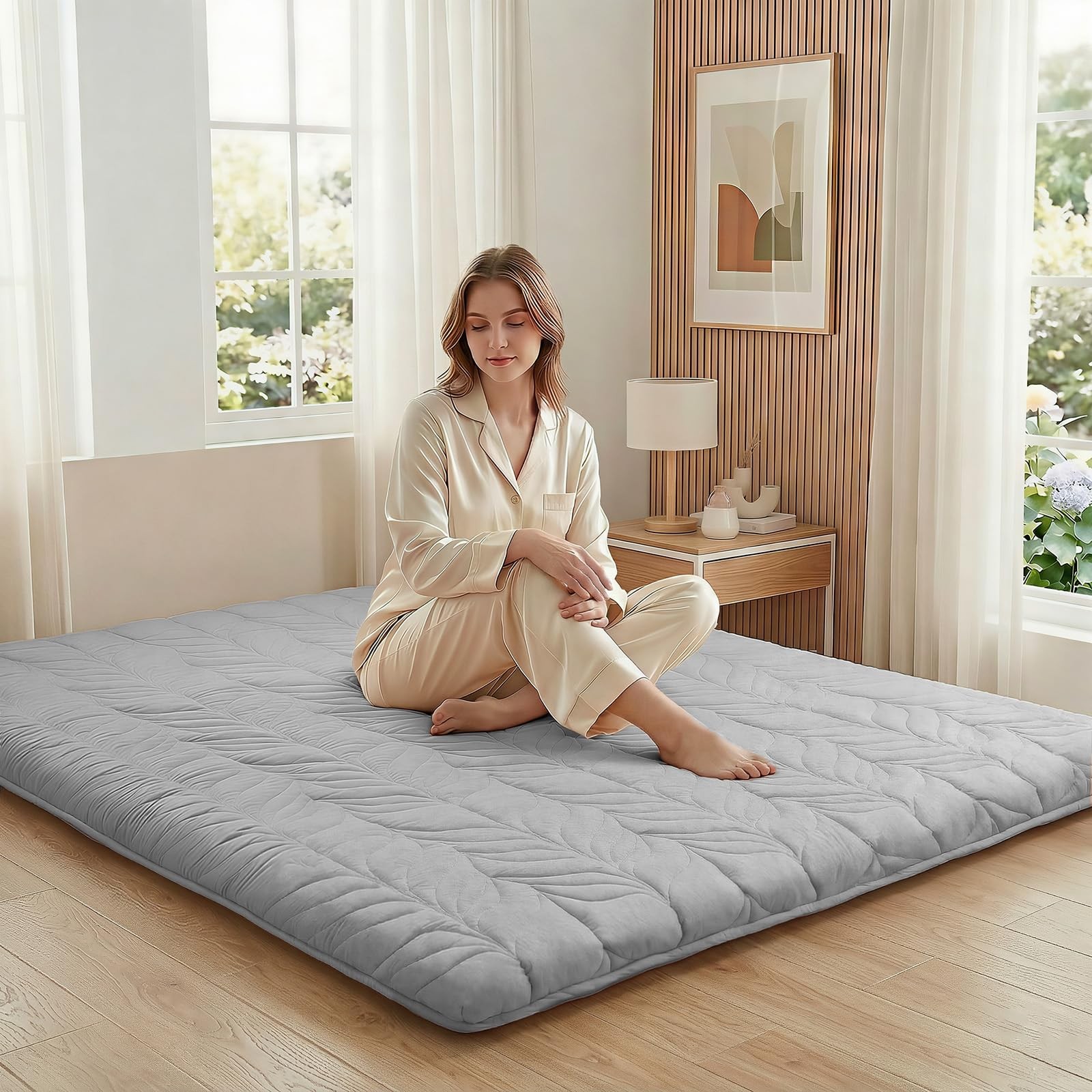 ZonLi Japanese Floor Mattress Futon Mattress Twin Size, Thicken Roll Up Tatami M