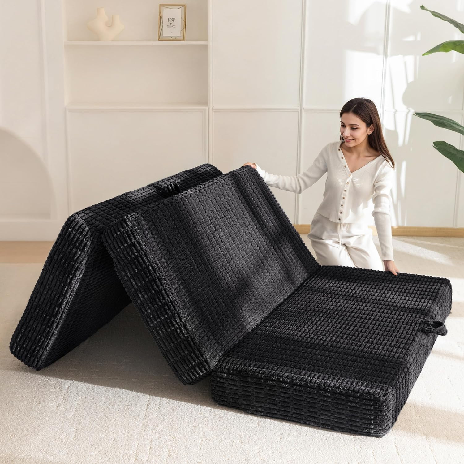 Memory Foam Tri-Folding Mattress, 6 Inch Gel Folding Mattress Topper, Foldable S