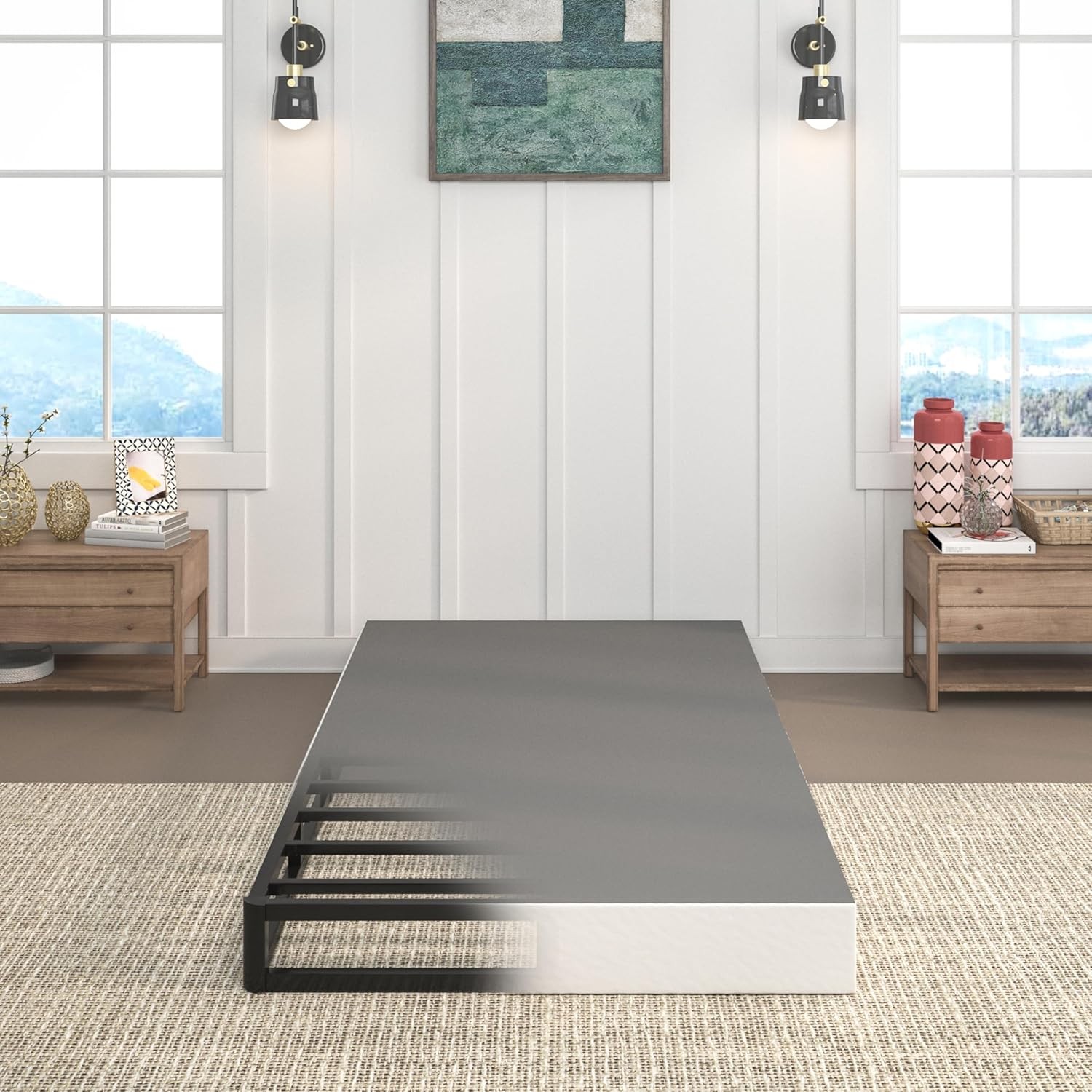 Twin Box Spring, Heavy Duty Metal Foundation 3000 lbs, Noise-Free